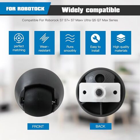 Grey and Black Front Caster Wh-EEL Replacement Compatible for Roborock Q5, for Q7 Max Series Robot Vacuum Cleaners (2 Pack) in Saudi Arabia
