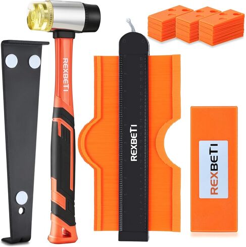 REXBETI Laminate Wood Flooring Installation Kit, LVP Installation Kit, Vinyl Flooring Tools - Tapping Block with Handle, Pull Bar, Double-Faced Mallet and Spacers in Saudi Arabia