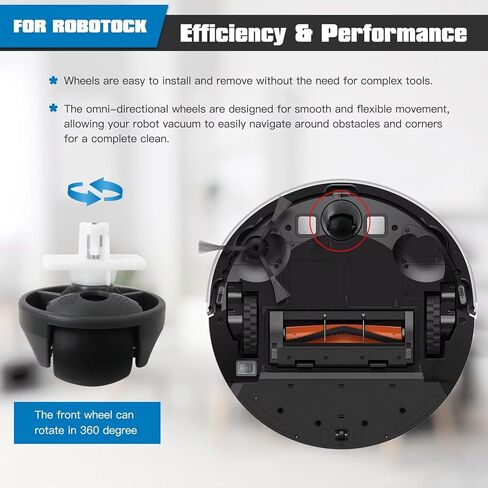 استبدال العجلات الأمامية الجديدة المكونة من قطعتين Wh-EEL مناسب لـ Roborock S7، وS7+، وS7 MaxV Ultra، وQ5، وQ7 Max Series Robot المكانس الكهربائية in Saudi Arabia