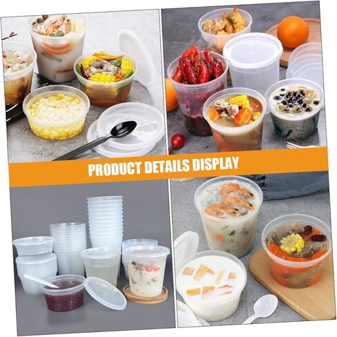 Homoyoyo 50pcs Disposable Soup Bowls with Lids 16oz and 32oz Hot and Cold Beverage Cups Oil-proof Food Containers for Takeout and Meal in Saudi Arabia