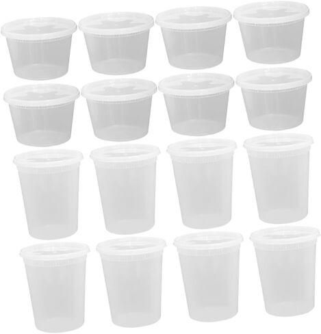 VANZACK 50pcs Disposable Food Bowls with Lids 16oz 32oz Food-grade Takeout Containers Leakproof for Hot Broth and Beverage To-go in Saudi Arabia