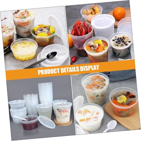 VANZACK 50pcs Disposable Food Bowls with Lids 16oz 32oz Food-grade Takeout Containers Leakproof for Hot Broth and Beverage To-go in Saudi Arabia