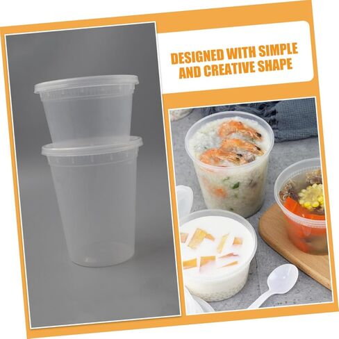VANZACK 50pcs Disposable Food Bowls with Lids 16oz 32oz Food-grade Takeout Containers Leakproof for Hot Broth and Beverage To-go in Saudi Arabia