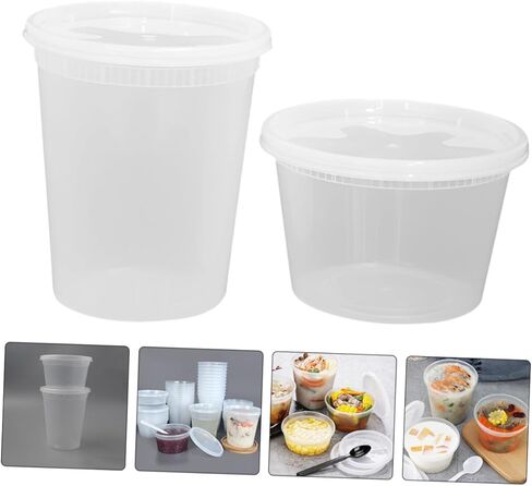 VANZACK 50pcs Disposable Food Bowls with Lids 16oz 32oz Food-grade Takeout Containers Leakproof for Hot Broth and Beverage To-go in Saudi Arabia