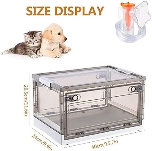 صندوق الانحلال من KRASS، الحيوانات الأليفة، الكلاب، القطط، الأكسجين الحيواني، قفص العناية المركزة، محطة تربية الحيوانات الأليفة الكبيرة للعلاج، صندوق رذاذ السعال التنفسي، 28 لتر، Collector88 in Kuwait