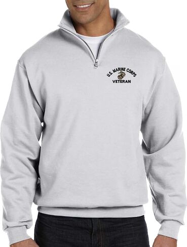 MilitaryBest U.S. Marine Corps Veteran Embroidered Quarter-Zip Pullover in Kuwait