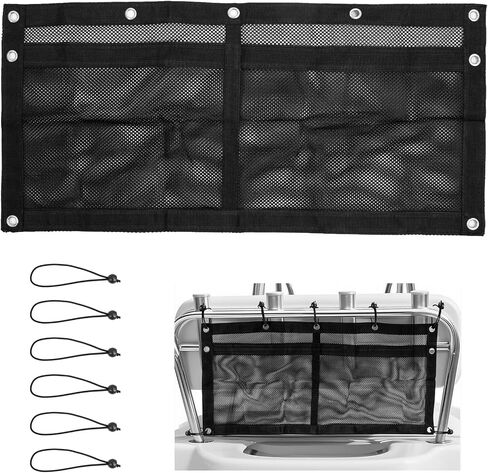 Upgrade Boat Storage Bag, Mesh Suspended Boat Seat Organizing Bag, Tackle & Life Jacket Boat Storage Organizer, Boat Storage Accessories for Boat/Truck SUV Travel Storage, 6 PCS Elastic Ring in Saudi Arabia