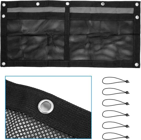 Upgrade Boat Storage Bag, Mesh Suspended Boat Seat Organizing Bag, Tackle & Life Jacket Boat Storage Organizer, Boat Storage Accessories for Boat/Truck SUV Travel Storage, 6 PCS Elastic Ring in Saudi Arabia