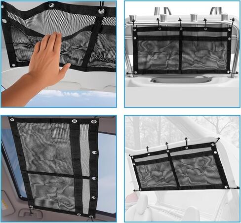 Upgrade Boat Storage Bag, Mesh Suspended Boat Seat Organizing Bag, Tackle & Life Jacket Boat Storage Organizer, Boat Storage Accessories for Boat/Truck SUV Travel Storage, 6 PCS Elastic Ring in Saudi Arabia
