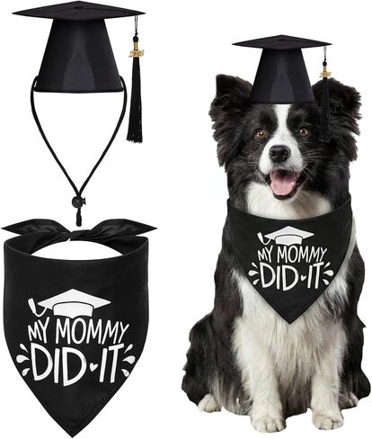 تخرج الكلاب قبعة التخرج باندانا مع 2025 Gold Tassel Dog Cat Treafuity Gifts Cosplay Gifts for Small Mediance كبيرة الكلاب in Kuwait