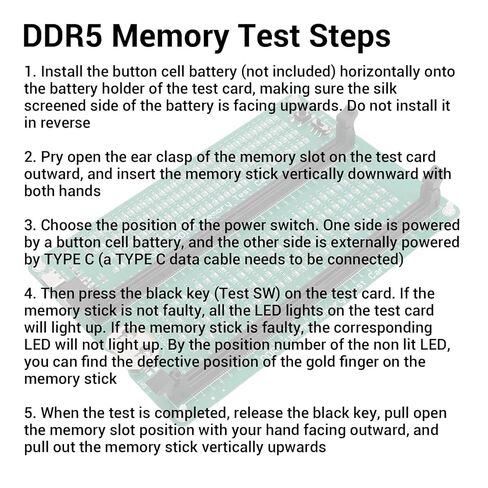 بطاقة اختبار ذاكرة الوصول العشوائي Diydeg DDR5، محلل تشخيصي 4 أنواع DDR5UDMM DDR5RDIMM مع كابل بيانات مؤشر LED، لإصلاح صيانة الكمبيوتر لخادم سطح المكتب in Saudi Arabia