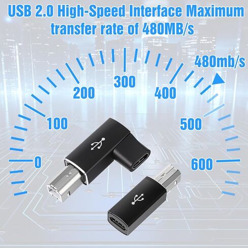3 عبوات من محول الطابعة USB B إلى USB C، زاوية قائمة 90 درجة من النوع C أنثى إلى محول MIDI متوافق مع الطابعات وMIDI والبيانو الكهربائي وأجهزة المزج in Kuwait