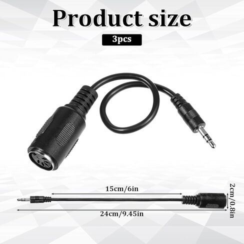 3 Pack of Type-A MIDI to 3.5mm Adapter, 14" MIDI Female to TRS 3.5mm Male Breakout Cable Audio Converter BMIDI-5-35 Type A TRS Male 5-pin DIN Cable Ultra-Small Plugs for Keyboards Synths DAWs in Saudi Arabia