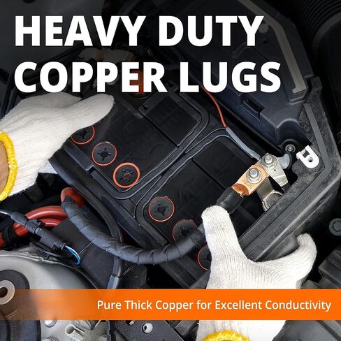 Wirefy 6 قياس 1/4 "عروات سلكية - عروات كابل نحاسية - موصلات أسلاك البطارية - أطراف حلقية - أطراف كابلات بطارية مجعدة - 10 قطع in Kuwait