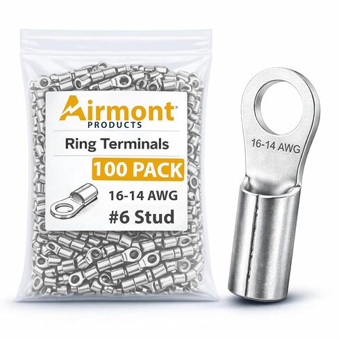 (50 Pack) High Temperature Ring Terminals, Nickel Plated Steel Electrical Wire Connectors, 8 AWG, 1/4 in Stud, 900F Rated, for High Heat & Heat Shrink Wire Connector Applications in Kuwait