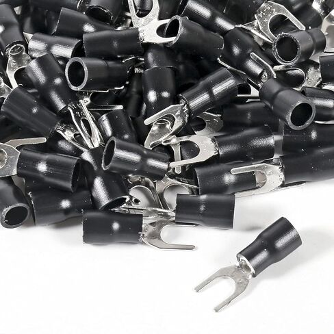 100Pcs 16-14AWG Insulated Terminals Ring Electrical Wire Crimp Connectors - Black in Saudi Arabia