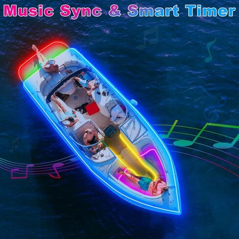 أضواء القارب LED مقاومة للماء، شريط أضواء LED للقارب العائم بطول 40 قدمًا، شريط إضاءة LED بحري، متعدد الألوان 12 فولت RGB LED شرائط خارجية IP67، إضاءة صيد ليلية مع تطبيق وجهاز تحكم عن بعد لباس جون، RV، كاياك in Kuwait