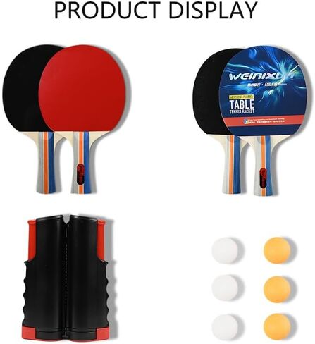 Table Tennis Racket Set with Retractable Net, Ping Pong Set Portable,4 Paddles, 6 Balls, withCarrying Case in Saudi Arabia