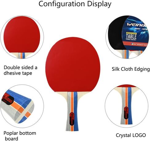 Table Tennis Racket Set with Retractable Net, Ping Pong Set Portable,4 Paddles, 6 Balls, withCarrying Case in Saudi Arabia