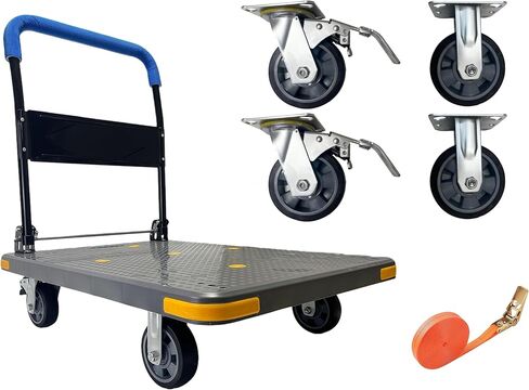 Heavy Duty Flatbed Cart with Brake Wheels,Push Cart Dolly,Suitable for Outdoor and Warehouse Workers for Moving Goods on Smooth and Rough Surfaces,Carries 1323lbs（35.4"x23.6"x34.6"） in Saudi Arabia
