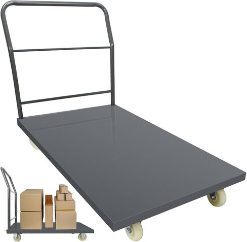 Heavy Duty Platform Truck Moving Flatbed Cart, 2000 LBS Steel Flatbed Cart with Wheels and Handle, Push Dolly Platform for Moving Luggage and Shopping (48‘’x30‘’) in Saudi Arabia