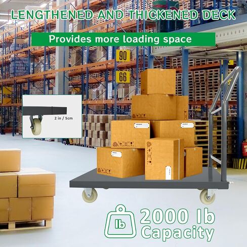 Heavy Duty Platform Truck Moving Flatbed Cart, 2000 LBS Steel Flatbed Cart with Wheels and Handle, Push Dolly Platform for Moving Luggage and Shopping (48‘’x30‘’) in Saudi Arabia