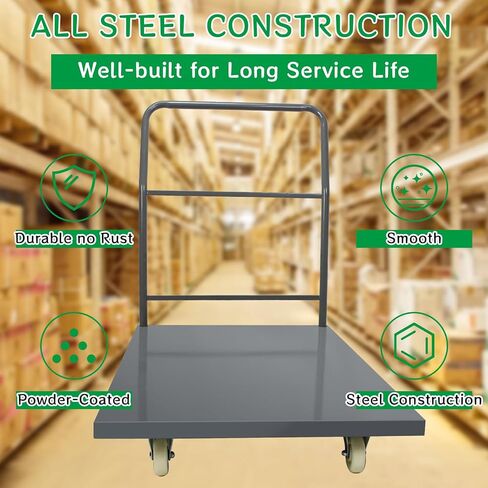 Heavy Duty Platform Truck Moving Flatbed Cart, 2000 LBS Steel Flatbed Cart with Wheels and Handle, Push Dolly Platform for Moving Luggage and Shopping (48‘’x30‘’) in Saudi Arabia