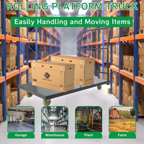 Heavy Duty Platform Truck Moving Flatbed Cart, 2000 LBS Steel Flatbed Cart with Wheels and Handle, Push Dolly Platform for Moving Luggage and Shopping (48‘’x30‘’) in Saudi Arabia