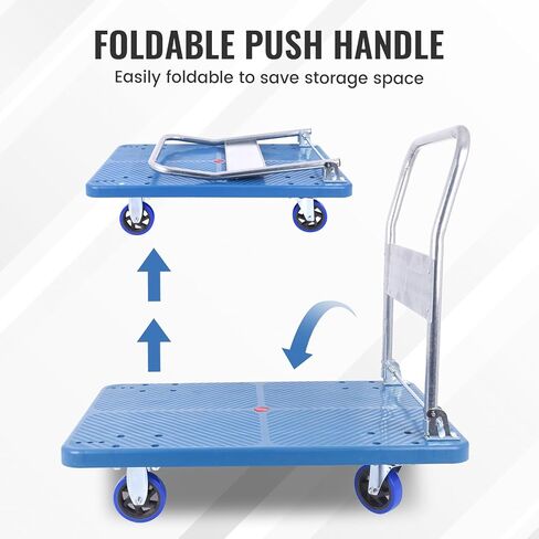 Foldable Push Cart Dolly 660 lbs,Moving Platform Hand Truck,with 360° Swivel Wheels, for Home Garage Workshops, Loading, Storage, Warehouse in Saudi Arabia