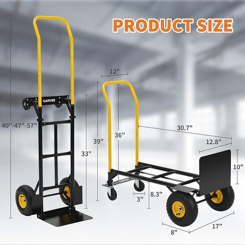 Convertible Hand Truck and Cart, 2 in 1 Utility Dolly Platform Cart with 4 Wheels, 800 LBS Heavy Duty Hand Cart for Moving, Shopping, Luggage, Travel, Office Use in Saudi Arabia