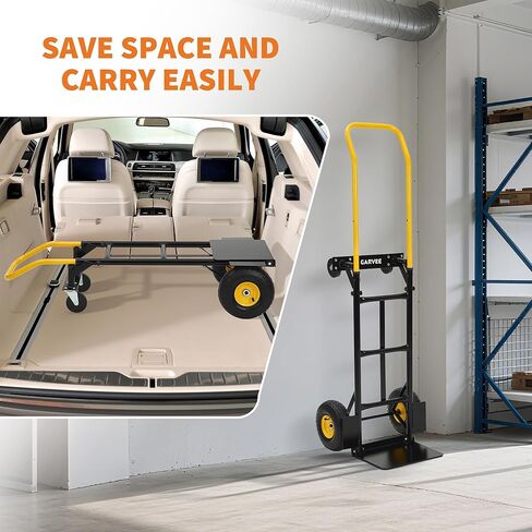 Convertible Hand Truck and Cart, 2 in 1 Utility Dolly Platform Cart with 4 Wheels, 800 LBS Heavy Duty Hand Cart for Moving, Shopping, Luggage, Travel, Office Use in Saudi Arabia