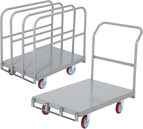 2-in-1 Platform Truck Cart, 2500 Lbs Capacity,Heavy Duty Steel Panel Dolly with 4 Handrails & Rubber Swivel Casters,Flatbed Lumber Cart Drywall Carts for Factory, Warehouse, Garage in Saudi Arabia
