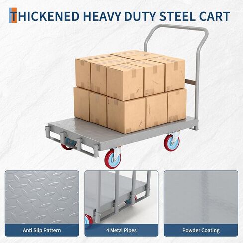 2-in-1 Platform Truck Cart, 2500 Lbs Capacity,Heavy Duty Steel Panel Dolly with 4 Handrails & Rubber Swivel Casters,Flatbed Lumber Cart Drywall Carts for Factory, Warehouse, Garage in Saudi Arabia