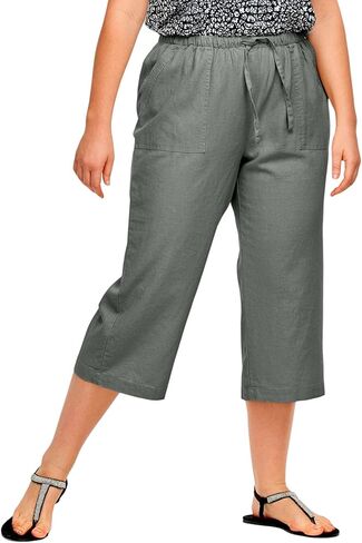 Ellos Plus Size Linen-Blend Drawstring Capris in Saudi Arabia