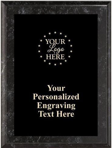 Crown Awards Custom Logo Black Marble Finish Plaque Award, 5"x7" Metallix Black Marble Finish Plaque Personalized with Black Plate Prime in Saudi Arabia