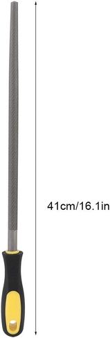 مبرد ذيل فأر، مبرد دائري، مبرد فولاذي دائري 12 بوصة مع أداة شحذ مقبض للمشاريع المعدنية لورشة العمل الهندسية (ملف مستدير ذو أسنان متوسطة مقاس 12 بوصة مع مقبض) in Kuwait