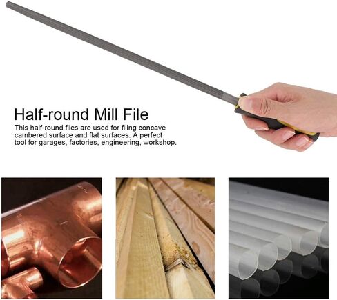 مبرد ذيل فأر، مبرد دائري، مبرد فولاذي دائري 12 بوصة مع أداة شحذ مقبض للمشاريع المعدنية لورشة العمل الهندسية (ملف مستدير ذو أسنان متوسطة مقاس 12 بوصة مع مقبض) in Kuwait