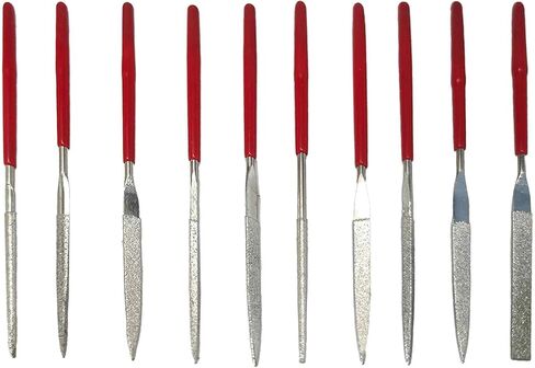10PCS 3x140mm Diamond Needle File Set, Mini Metal Riffler Files for Jewelry Glass Wood Stone, Precision Hand Tools Grinding Polishing Round Triangular Square Flat in Saudi Arabia