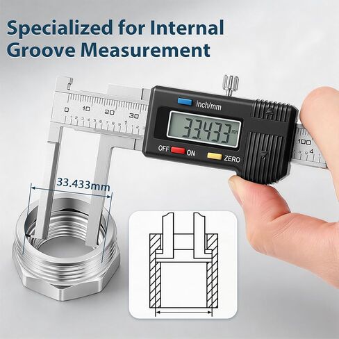 Internal Groove Digital Caliper 150mm/ 6", High-Precision Outer Groove Measuring Tool, LCD Display Stainless Steel Body, Storage Case in Kuwait