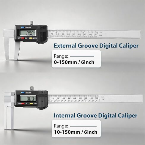 Internal Groove Digital Caliper 150mm/ 6", High-Precision Outer Groove Measuring Tool, LCD Display Stainless Steel Body, Storage Case in Kuwait