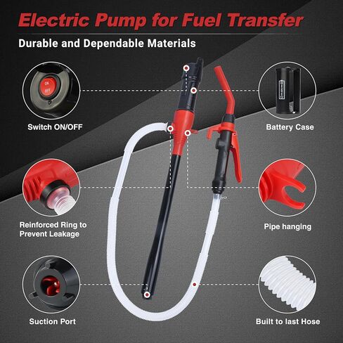 Portable Power Battery Pump, Battery Operated Fuel Transfer Pump, Electric Siphon Pump for Gas, Oil, Diesel Transfer, Gasoline Pump with Flow Control Nozzle, 2.2GPM Hand Oil Extractor in Kuwait