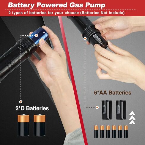 Portable Power Battery Pump, Battery Operated Fuel Transfer Pump, Electric Siphon Pump for Gas, Oil, Diesel Transfer, Gasoline Pump with Flow Control Nozzle, 2.2GPM Hand Oil Extractor in Kuwait