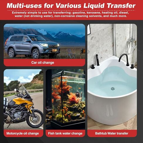 Portable Power Battery Pump, Battery Operated Fuel Transfer Pump, Electric Siphon Pump for Gas, Oil, Diesel Transfer, Gasoline Pump with Flow Control Nozzle, 2.2GPM Hand Oil Extractor in Kuwait