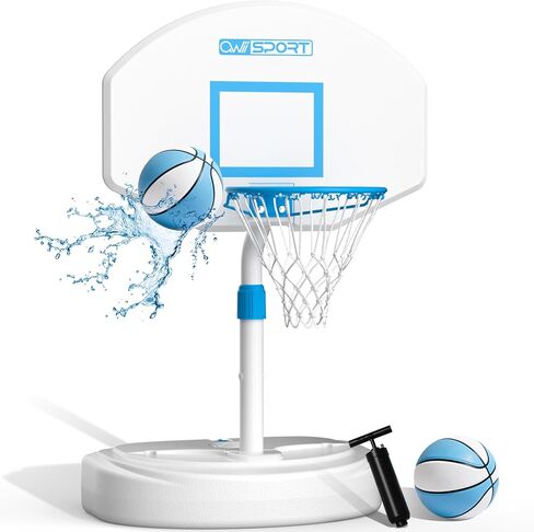 Pool Basketball Hoop Poolside,36 in White Finish Adjustable Basketball Hoop for Pool,Rust Proof Stainless Steel 15in Rim,2 Pool Basketballs Included in Kuwait