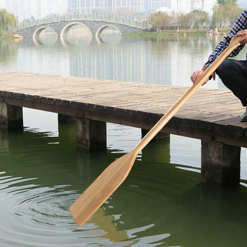 Wood Boat Paddle with Varnish Professional Lightweight Anti Scratch Edge for Recreational Use Canoe Oar, 80cm in Kuwait