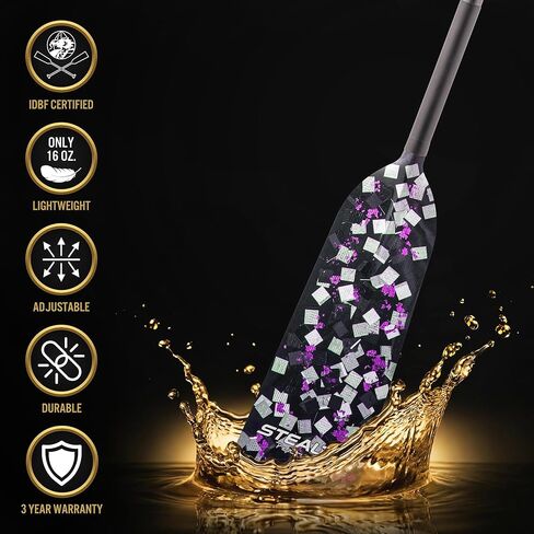Hornet Watersports Dragon Boat Paddle - Stealth Purple - Adjustable Carbon Fiber Dragon Boat Paddle - IDBF Approved in Saudi Arabia