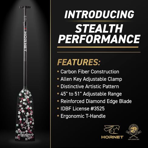 Hornet Watersports Dragon Boat Paddle - Stealth Pink - Adjustable Carbon Fiber Dragon Boat Paddle - IDBF Approved in Saudi Arabia