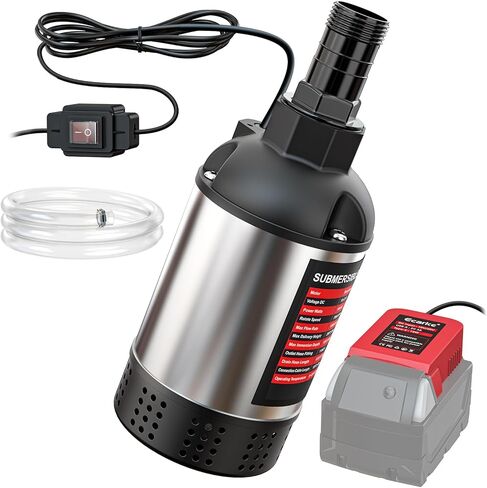 Ecarke Cordless Submersible Water Pump Compatible with Dewalt 20V Battery: 1268GPH Brushless High Flow Sump Pump with 6.5ft Hose, Portable Electric Water Pump for Swimming Pool Draining (No Battery) in Saudi Arabia