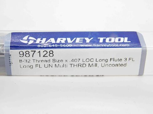 New Harvey Tool #8 - 32 Carbide Thread Mill 3/16 Shank 3 FL 987128 .164 32 TPI - DM2857CG5 in Saudi Arabia