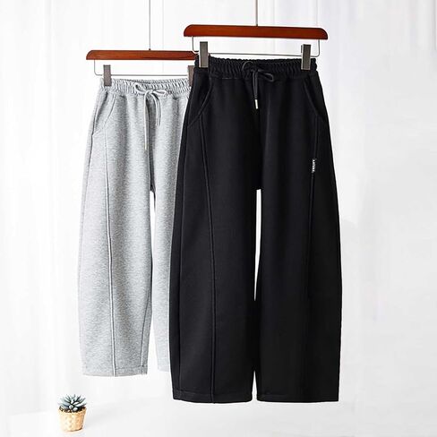 Baggy Sweatpants Boys Straight Leg Open Bottom Sweat Pants Teen Kids Elastic Waist Drawstring Joggers Sweats with Pockets in Saudi Arabia